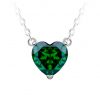 Cher sølv halskæde med vedhæng i miniature smaragd grønt hjerte i kubisk zirkonia