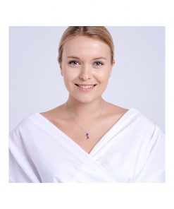 Alternative view of LYRA armbånd i rhodineret sølv og lilla zirkonia sten