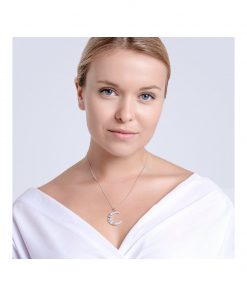 Alternative view of ORION halskæde i rhodineret sølv og zirkonia sten