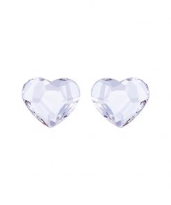 Amore hjerte øreringe i tjekkisk krystal og rhodinert metal fra DeArtos og Preciosa på hvid baggrund