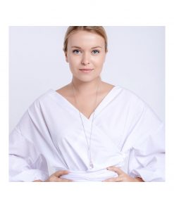 Alternative view of AQUILA sølvhalskædehalskæde med krystaldråbe