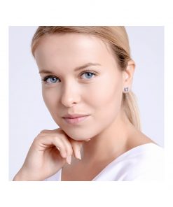 Alternative view of SOMMERFUGL HARMONI øreringe i rhodineret sølv og skåret tjekkisk krystalsten