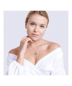 Alternative view of LIVETS TRÆ halskæde i rhodineret sølv med tjekkisk krystal og zirkoniasten