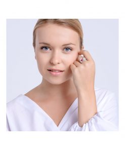 Alternative view of LIBRA justérbar ring i rhodineret sølv med rosa/krystal zirkonia sten