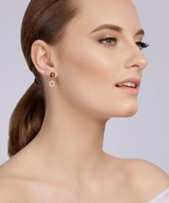 Alternative view of HONEYGON øreringe i kirurgisk stål og tjekkisk krystal og zirkonia sten