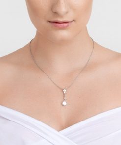 Alternative view of MONGONA halskæde i rhodineret sølv og zirkonia sten