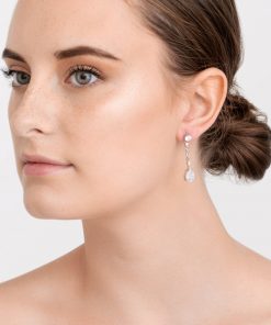 Alternative view of MONGONA øreringe i rhodineret sølv og zirkonia sten