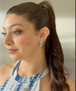 PENNA øreringe i rhodineret sølv med blå krystal og zirkonia sten