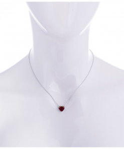 Alternative view of CHER halskæde i rhodineret sølv og rød zirkonia sten