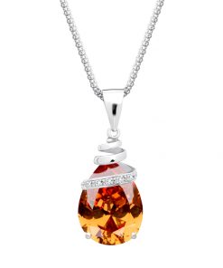 Halskæde-sten af krystal-dekoreret med sten i kubisk zirkonia-orange-brunlig-lys
