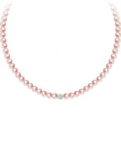 Velvet pearl halskæde (pink) 2