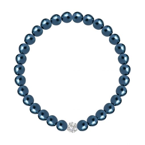 Velvet pearl armbånd (blå metallic)