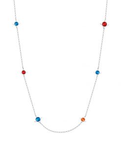 Gemini halskæde i kirurgisk stål med røde og blå zirkonia sten