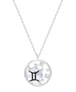 Tvillingen stjernetegn sølvhalskæde med tjekkisk krystal og zirkonia sten