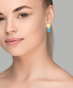 Alternative view of Flash øreringe i kirurgisk stål (Gul/blå)