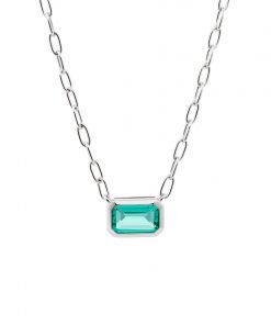 Atlantis sølvhalskæde med blågrøn Preciosa zirkonia sten